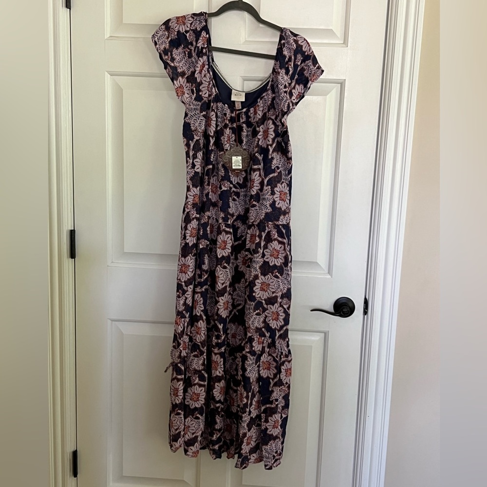 NWT Knox Rose Flutter Short Sleeve A-Line Dress Blue Purple Floral Sz Medium